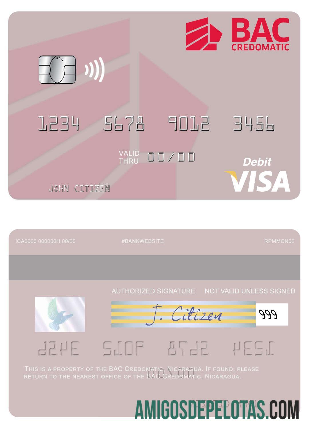Nicaragua BAC Credomatic Visa Debit Card download for verification
